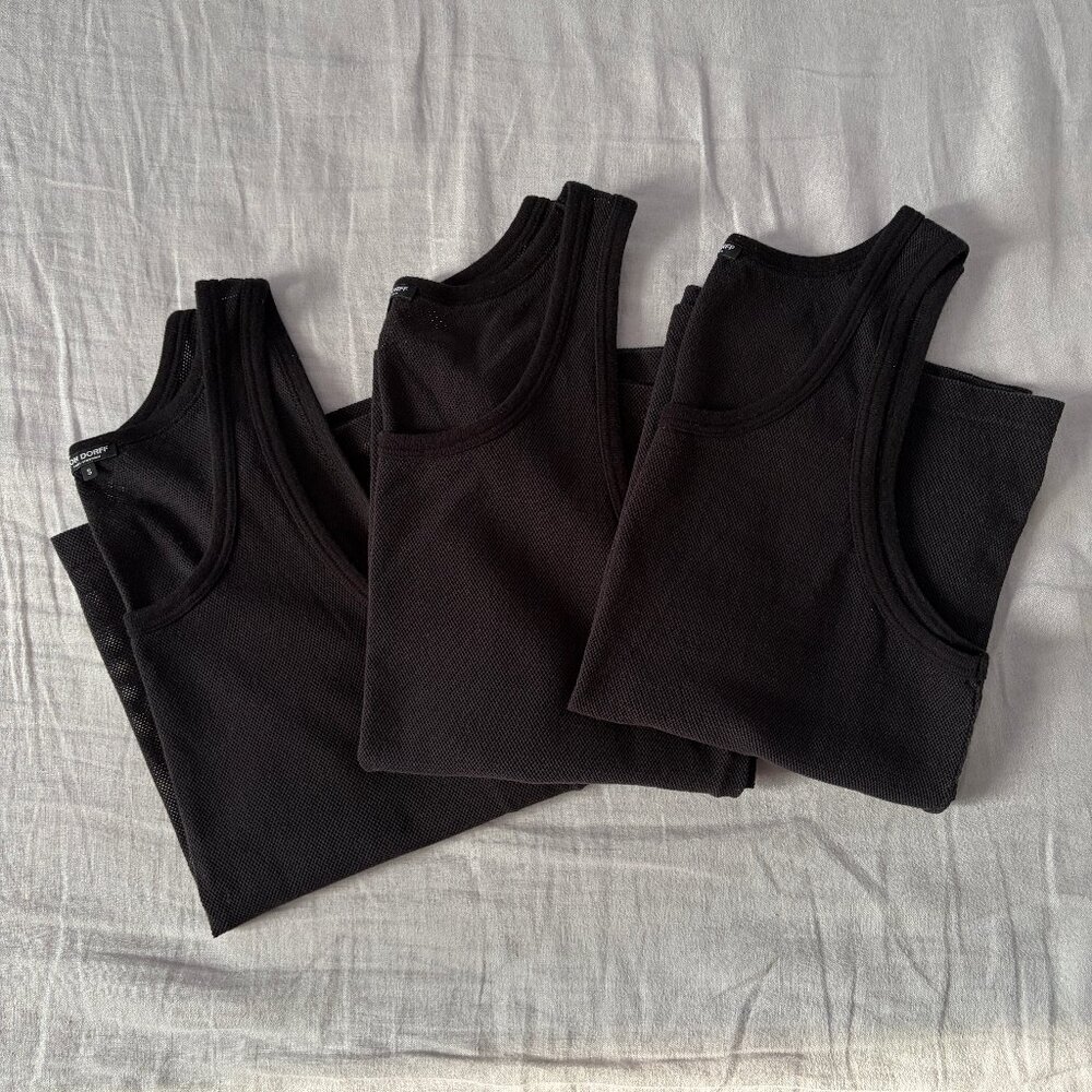 RON DORFF COTTON MESH TANK TOP BLACK S SMALL LOT 3